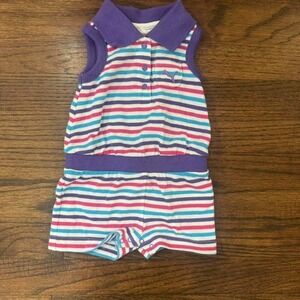 Puma Purple Blue Pink Striped Baby Romper Size 6-9 Months Spring Golf Vacation